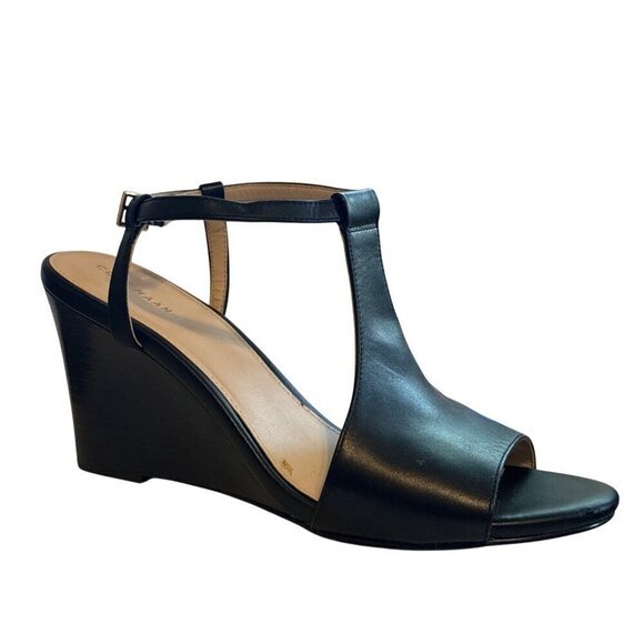Women's Cole Haan Maddie Open Toe Wedge Black Size 9 W13616 VGC - Picture 3 of 10